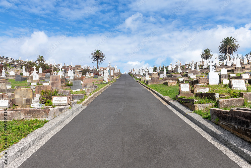 Sydney, Australia - Graves in Waverley cemetery, Bronte. It is noted for its Victorian and Edwardian monuments.