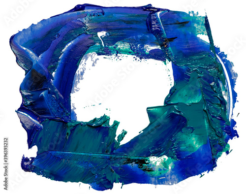 Hand drawn isolated oil paintbrush stripe rectangle empty frame with deep dirty blue color esp 10 vector illustration. Template for your text inside.