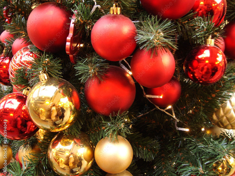 Christmas tree decorated with original Christmas decorations