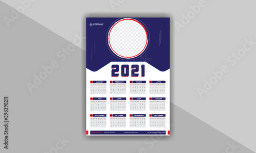 The new year 2021 Wall Calendar Design Template
