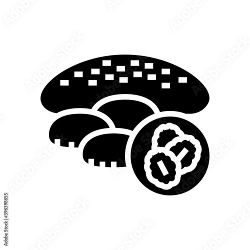 oatmeal baked dessert glyph icon vector. oatmeal baked dessert sign. isolated contour symbol black illustration