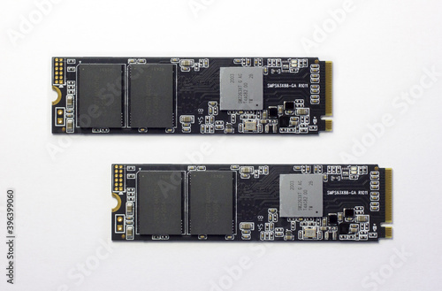NVME m.2 ssd drive laying white background