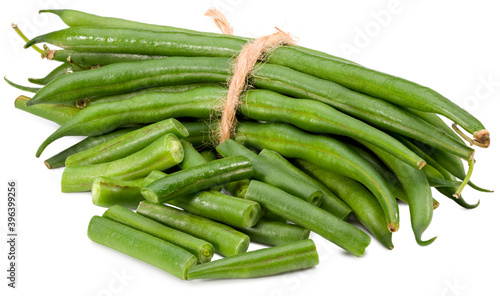 green beans isolated on white background. Clipping path and full depth of field