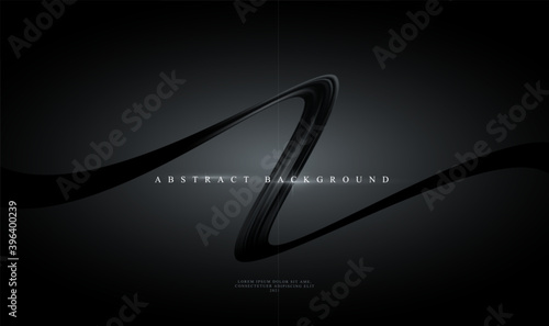 Modern trending Black abstract background with shiny black curving ribbon. Vector illustration