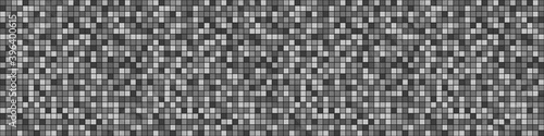 Tile background. Seamless tiled texture with many squares. Pixel pattern. Web banner. Black and white illustration