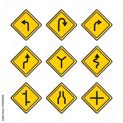 Free Download Set of yellow traffic sign board symbol - GFXLoad