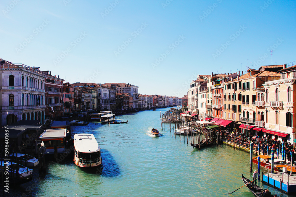 ITALY, VENICE - February 28 2017: view of the grand canal in Venice