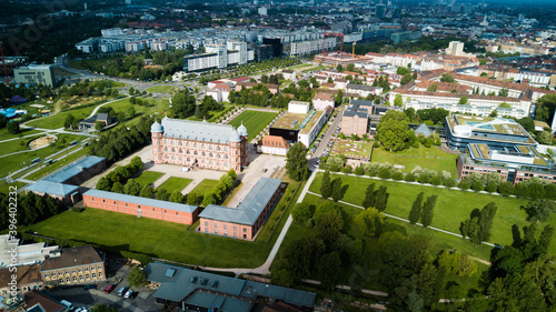 Obraz na plátně Luftaufnahme des Schloss Gottesaue in Karlsruhe