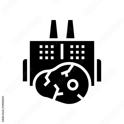 meat factory building glyph icon vector. meat factory building sign. isolated contour symbol black illustration
