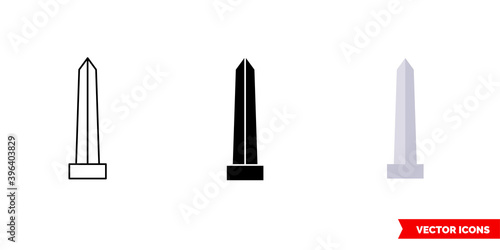 Add Washington Monument icon of 3 types color, black and white, outline. Isolated vector sign symbol.