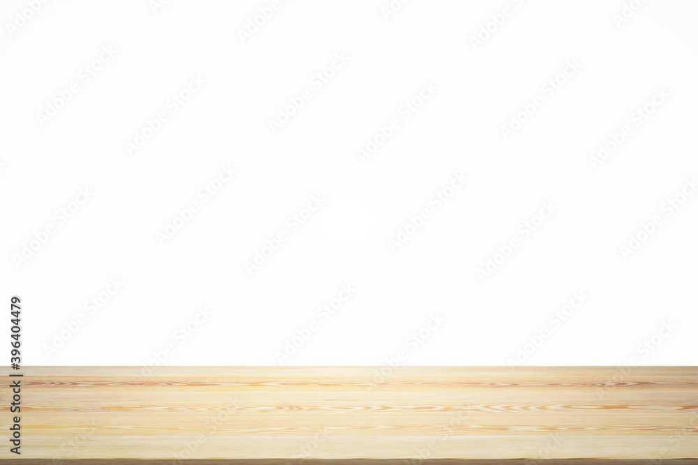 Empty wooden table top with white background, mock up Empty wooden table top with white background, mock up