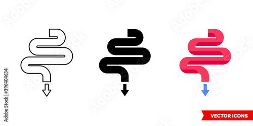 Bowel flush icon of 3 types color, black and white, outline. Isolated vector sign symbol.