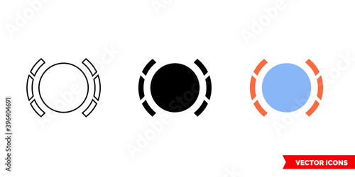 Break pad warning icon of 3 types color, black and white, outline. Isolated vector sign symbol.