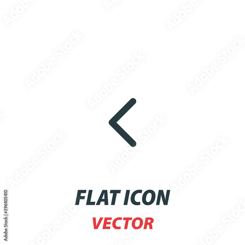 Left chevron icon in a flat style. Vector illustration pictogram on white background. Isolated symbol suitable for mobile concept, web apps, infographics, interface and apps design photo