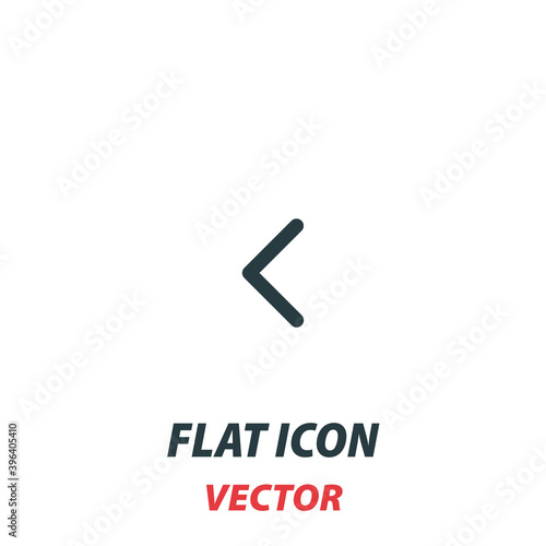 Left chevron icon in a flat style. Vector illustration pictogram on white background. Isolated symbol suitable for mobile concept, web apps, infographics, interface and apps design