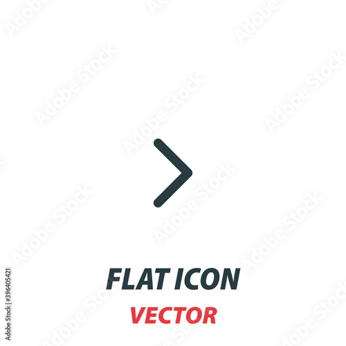 Right chevron icon in a flat style. Vector illustration pictogram on white background. Isolated symbol suitable for mobile concept, web apps, infographics, interface and apps design