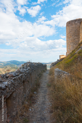 Morella castle ruins  ramparts and fortification. Morella  Maestrat region  Castellon province  Valencian community  Spain. 
