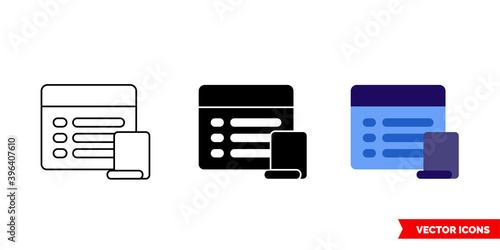 Property script icon of 3 types color, black and white, outline. Isolated vector sign symbol.