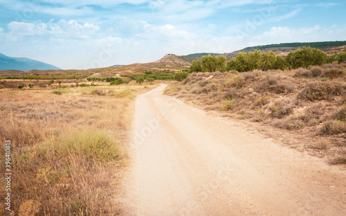 a gravel road in the mountains next to Borja town, province of Zaragoza, Aragon, Spain