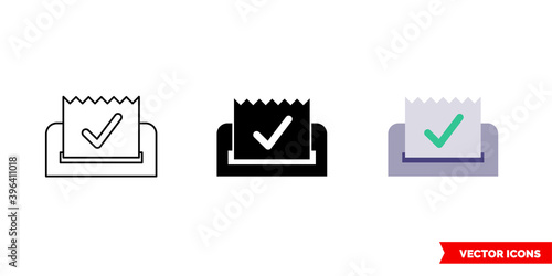 Transaction approved icon of 3 types color, black and white, outline. Isolated vector sign symbol.
