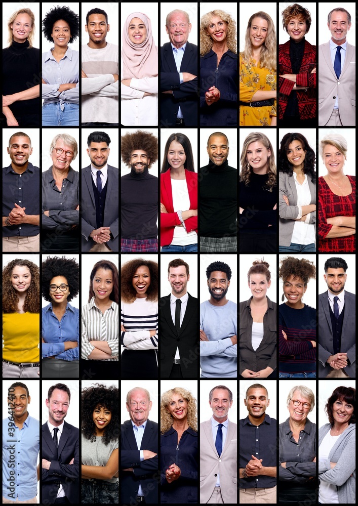 Obraz premium Group of 30 beautiful people in front of a white background