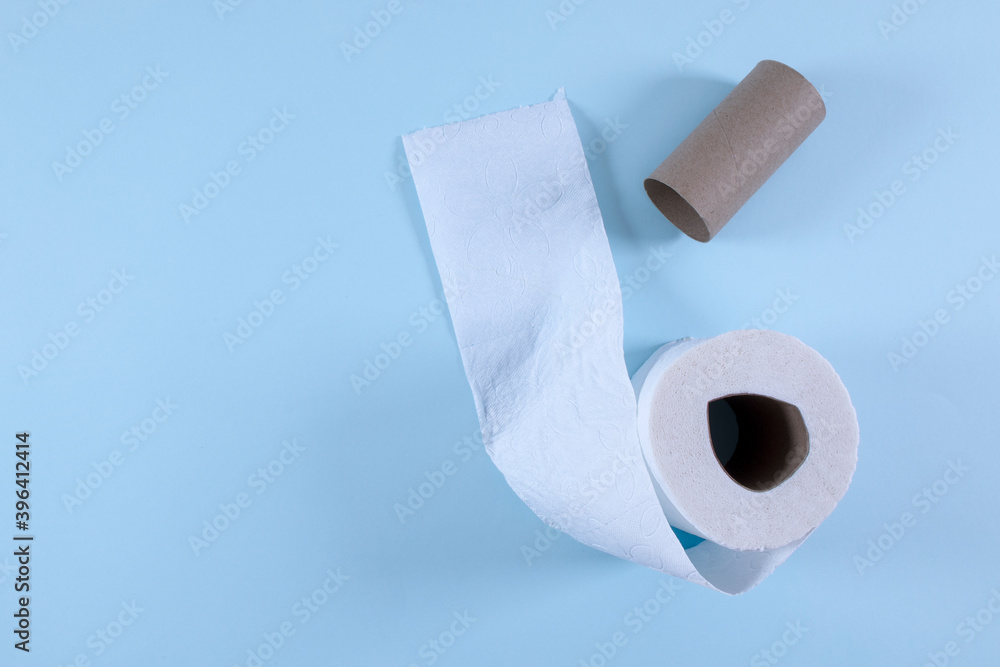 toilet paper on blue background toilet paper on blue background