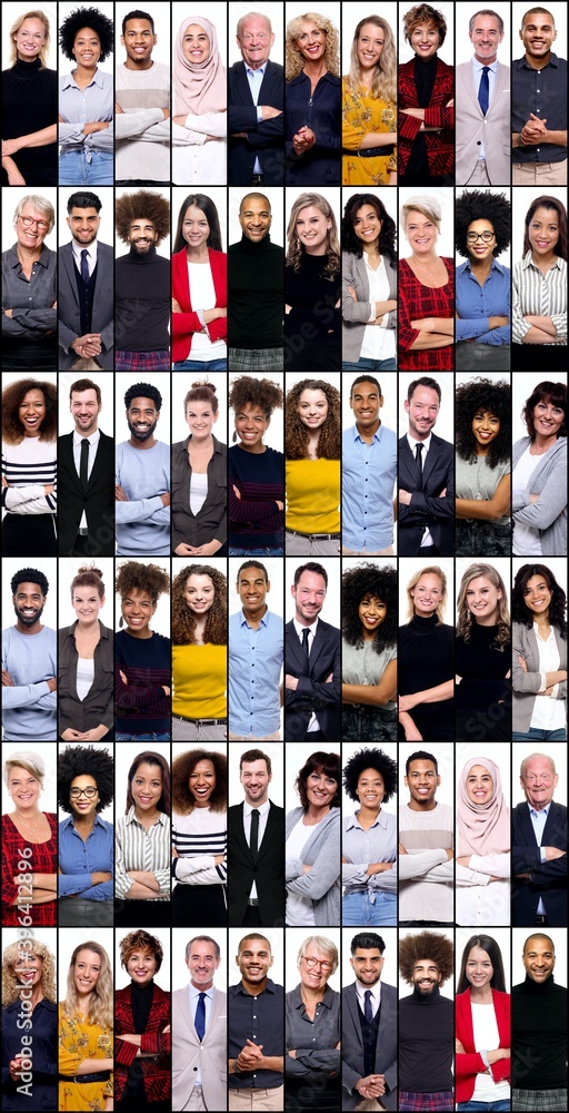 Obraz premium Group of 30 beautiful people in front of a white background