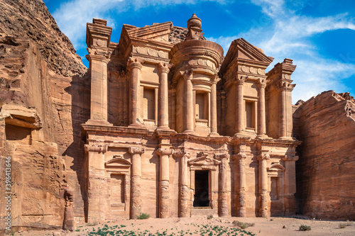 View of abandoned Ad Deir monastery treasury in Petra UNESCO heritage site, Jordan