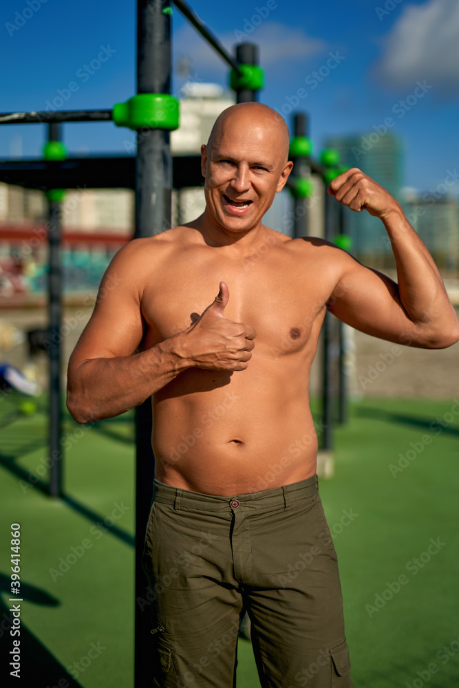 Workout lifestyle concept.Man preparing muscles before training Workout lifestyle concept.Man preparing muscles before training