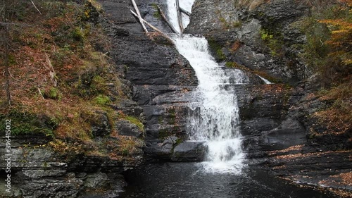 From the bottom of the Raymondskill Falls along Raymondskill Creek, Delaware Water Gap National Recreation Area. Camera panning left to right.