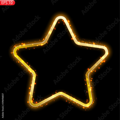 banner. a festive golden, glowing frame that is strewn with gold dust