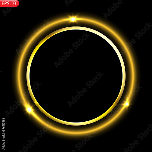 banner. a festive golden, glowing frame that is strewn with gold dust