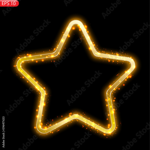 banner. a festive golden, glowing frame that is strewn with gold dust