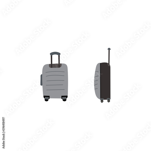 Lagguage, suitcase with wheels, spinner, side and front view.