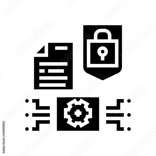 electronic documents protection glyph icon vector. electronic documents protection sign. isolated contour symbol black illustration
