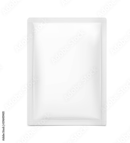 Template of blank sachet packaging for food, cosmetic and hygien. Vector illustration on white background. Ready for your design.	