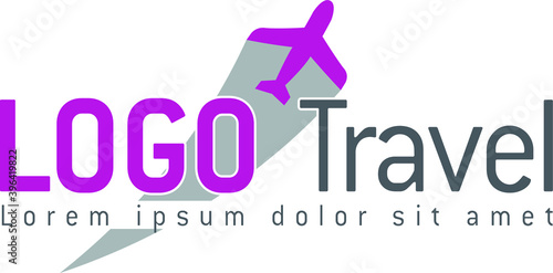 Logotipo morado de viajes con un icono de avios