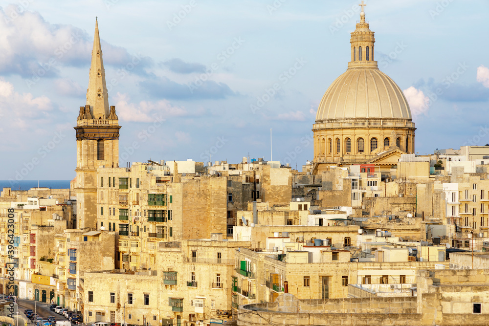 Saint Paul anglical cathedral and Carmelite church in Valleta, Malta