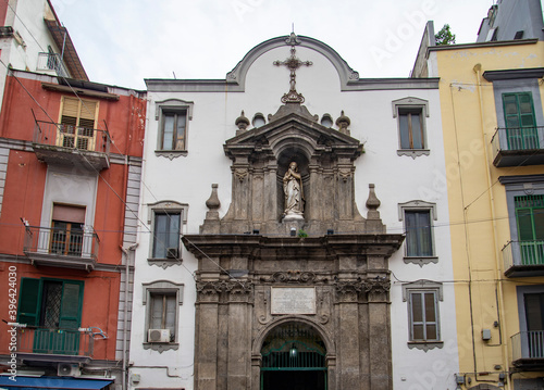 Facade of Santa Maria delle Vergini inside the Sanita' district in Naples