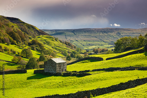 Hay Barns in Upper Swaledale in Autumn  Yorkshire Dales  England  UK
