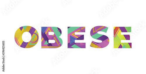 Obese Concept Retro Colorful Word Art Illustration