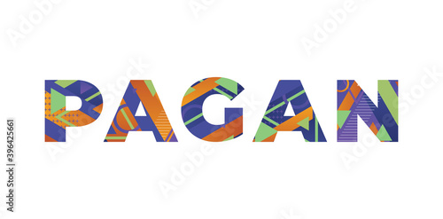 Pagan Concept Retro Colorful Word Art Illustration