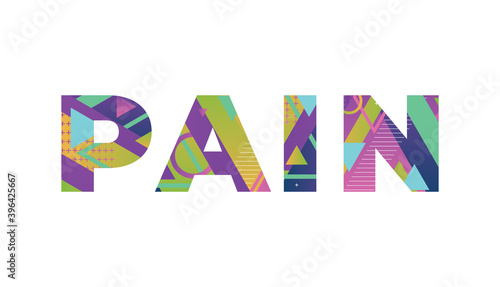 Pain Concept Retro Colorful Word Art Illustration