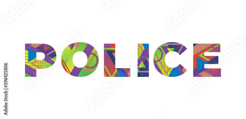 Police Concept Retro Colorful Word Art Illustration