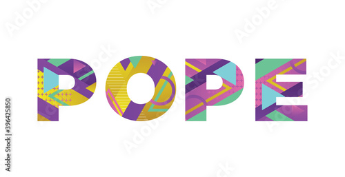 Pope Concept Retro Colorful Word Art Illustration