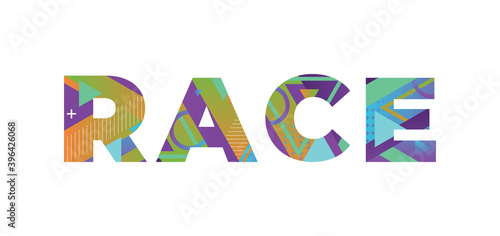 Race Concept Retro Colorful Word Art Illustration