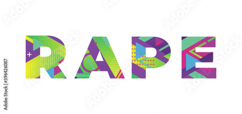 Rape Concept Retro Colorful Word Art Illustration