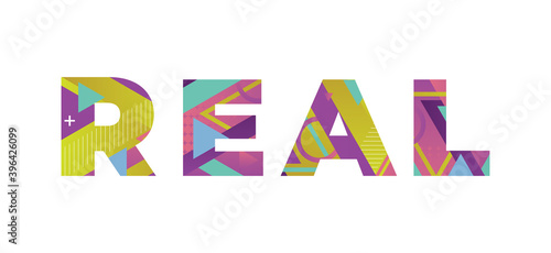 Real Concept Retro Colorful Word Art Illustration