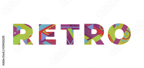 Retro Concept Retro Colorful Word Art Illustration