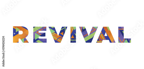 Revival Concept Retro Colorful Word Art Illustration
